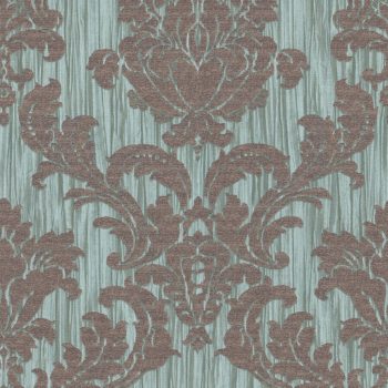   Zöld-bronz színű barokk mintás Vlies-vinyl tapéta, Maison Luxe 17721