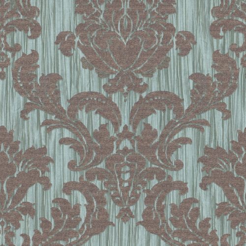 Zöld-bronz színű barokk mintás Vlies-vinyl tapéta, Maison Luxe 17721