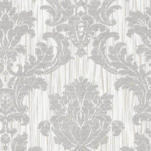 Bézs-ezüst színű barokk mintás Vlies-vinyl tapéta, Maison Luxe 17729