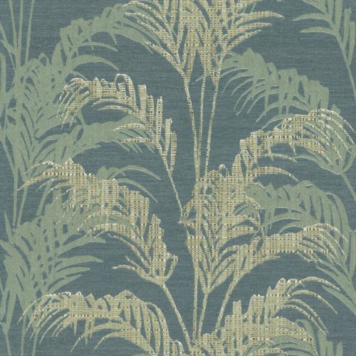 Kék-zöld színű levélmintás Vlies-vinyl tapéta, Maison Luxe 17731