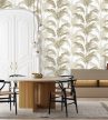 Bézs-zöld színű levélmintás Vlies-vinyl tapéta, Maison Luxe 17733