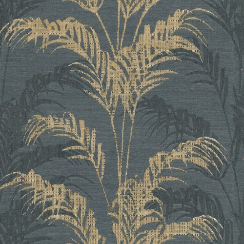 Sötétszürke-bézs színű levélmintás Vlies-vinyl tapéta, Maison Luxe 17741