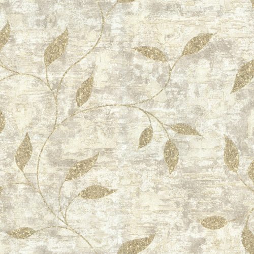 Bézs-arany levélmintás Vlies-vinyl tapéta, Maison Luxe 17743
