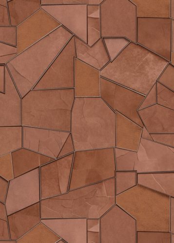 Terrakotta-arany színű kőmintás Vlies-vinyl tapéta, Erismann Elle Decoration 4, 10445-13