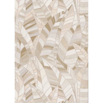   Bézs-arany színű levélmintás Vlies-vinyl tapéta, Erismann Elle Decoration 4, 10446-02