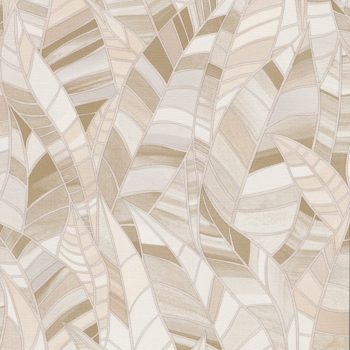   Bézs-arany színű levélmintás Vlies-vinyl tapéta, Erismann Elle Decoration 4, 10446-02
