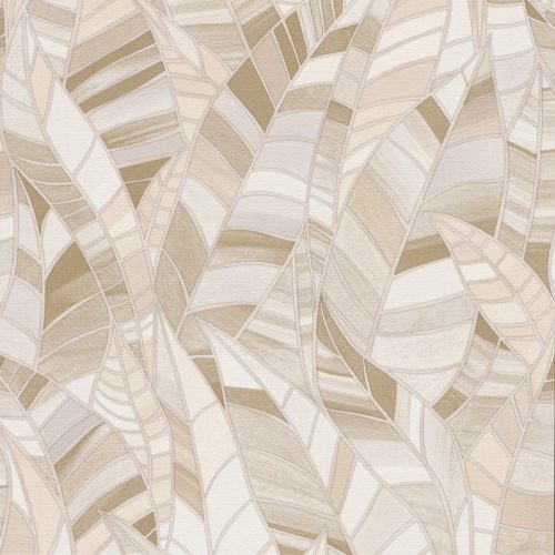 Bézs-arany színű levélmintás Vlies-vinyl tapéta, Erismann Elle Decoration 4, 10446-02