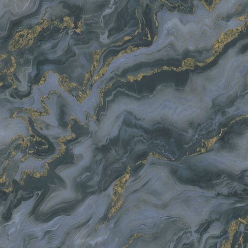 Kék-arany színű márványmintás Vlies-vinyl tapéta, Erismann Elle Decoration 4, 10447-08