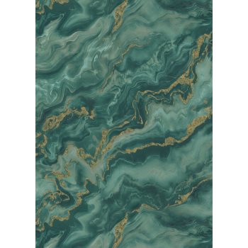   Zöld-arany színű márványmintás Vlies-vinyl tapéta, Erismann Elle Decoration 4, 10447-19