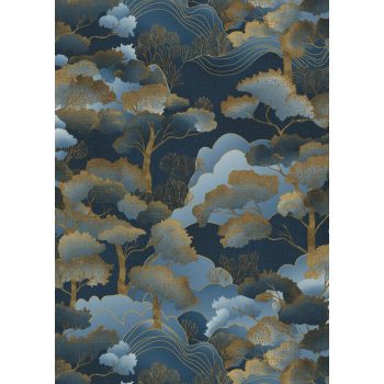   Kék-arany színű famintás Vlies-vinyl tapéta, Erismann Elle Decoration 4, 10448-08