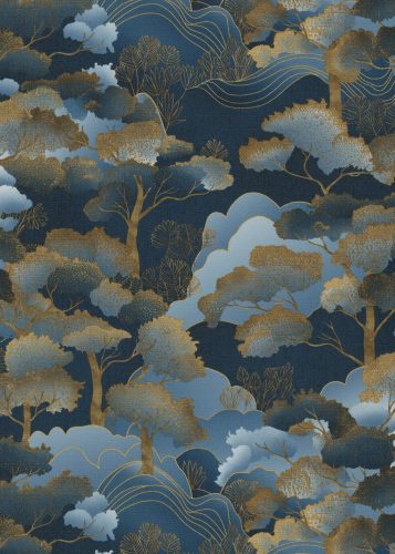 Kék-arany színű famintás Vlies-vinyl tapéta, Erismann Elle Decoration 4, 10448-08