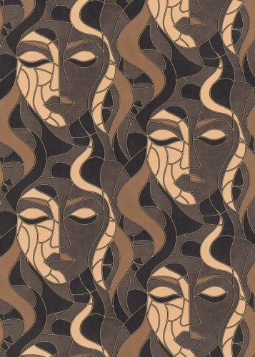 Barna-bézs színű arcmintás Vlies-vinyl tapéta, Erismann Elle Decoration 4, 10458-37