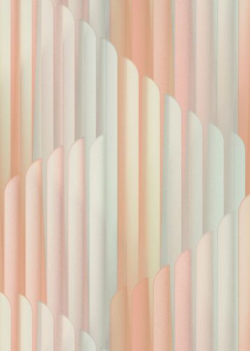 Rózsaszín-zöld színű geometrikus mintás Vlies-vinyl tapéta, Erismann Elysium 10471-05