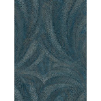   Türkiz-arany színű levélmintás Vlies-vinyl tapéta, Erismann Elysium 10476-19