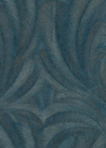 Türkiz-arany színű levélmintás Vlies-vinyl tapéta, Erismann Elysium 10476-19