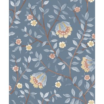 Kék alapon virágmintás Vlies tapéta, Botanique B19901