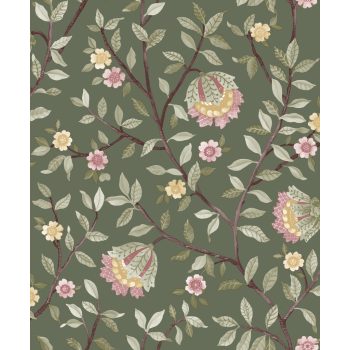   Sötétzöld alapon virágmintás Vlies tapéta, Botanique B19914