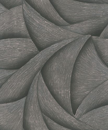 Sötétszürke színű csillogó növényi mintás Vlies tapéta, Ritus 35505