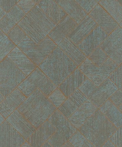 Türkiz és barna színű geomterikus mintás Vlies tapéta, Ritus 35512