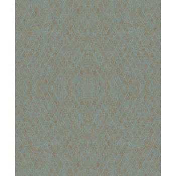   Türkiz és bronz színű geometrikus mintás Vlies tapéta, Ritus 35539