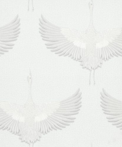 Tört fehér színű darumadár mintás Vlies tapéta, Kumano 1834528