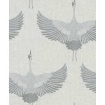   Szürke színű darumadár mintás Vlies tapéta, Kumano 1834530