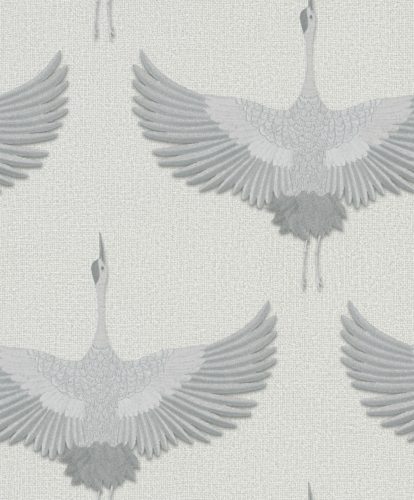Szürke színű darumadár mintás Vlies tapéta, Kumano 1834530