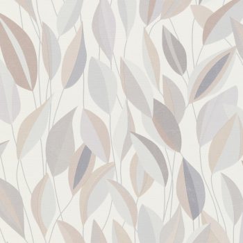   Tört fehér alapon szürke levélmintás Vlies tapéta, Gentle 10431-31