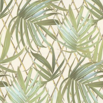   Zöld színű levélmintás vlies-vinyl tapéta, Eldorado 15509