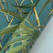 Türkiz színű levélmintás vlies-vinyl tapéta, Eldorado 15515